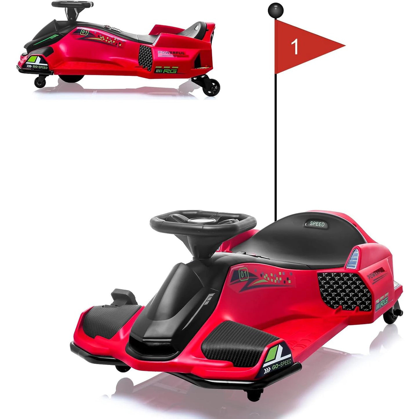 12V Ride On Go Kart with 45W Brushless Quiet Motor 5 mph Electric Drifting Go-Kart Battery Powered Outdoor Ride On Toy for Teens