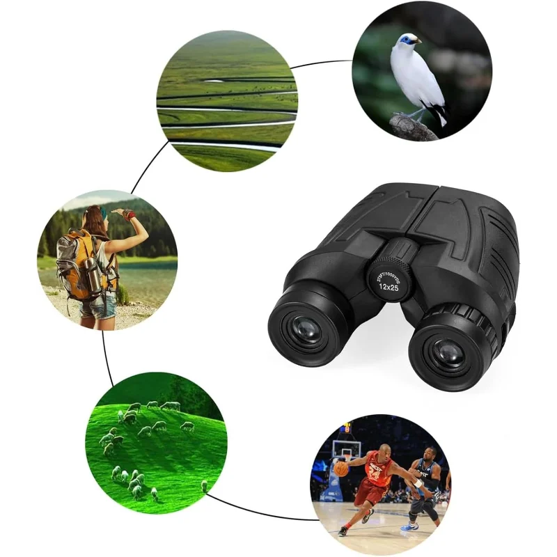 12x25 Compact Binoculars For Adults And Kids Waterproof Easy Focus Bird Watching