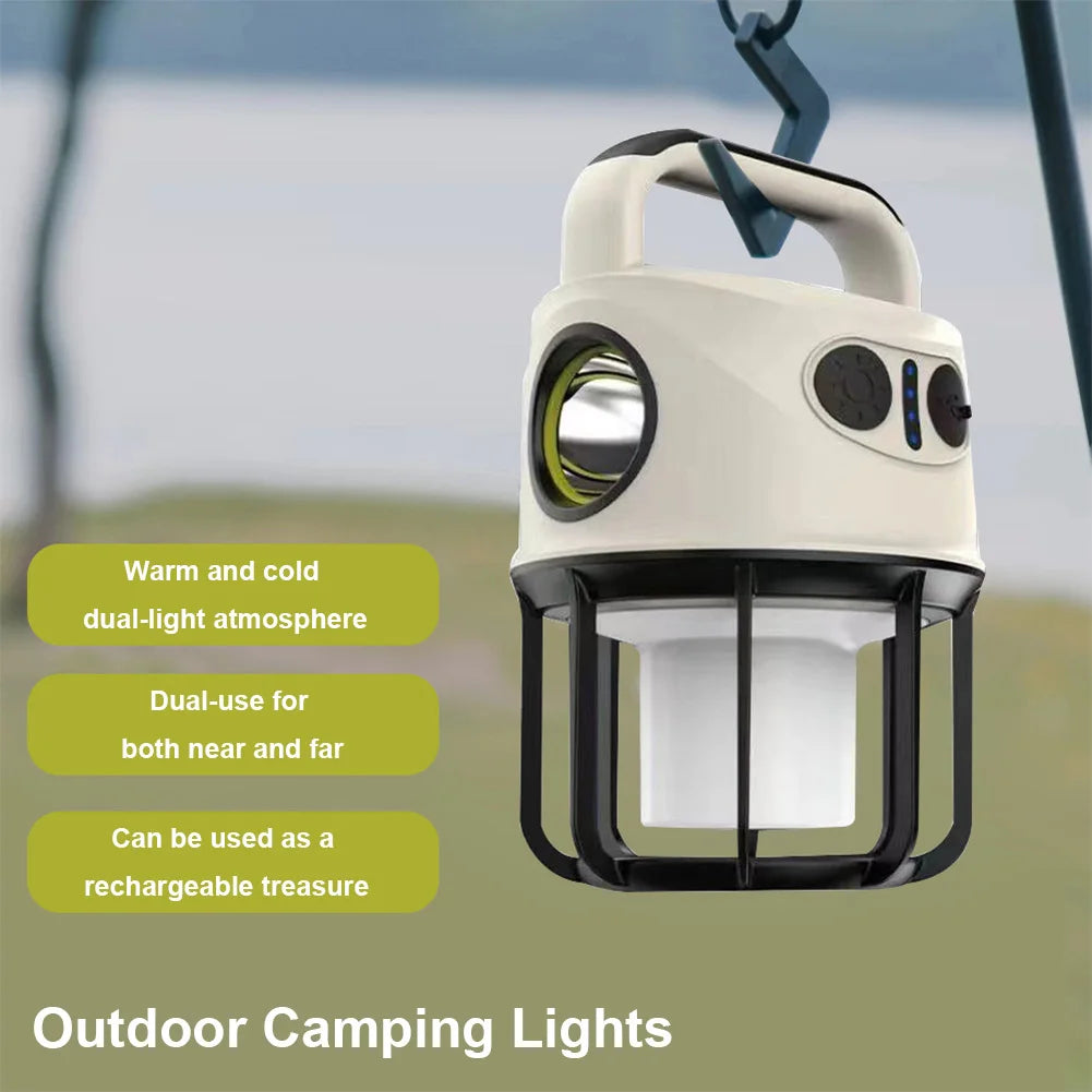 USB Rechargeable Portable LED Flashlight 1200mAh Camping Lantern 4 Lighting Modes