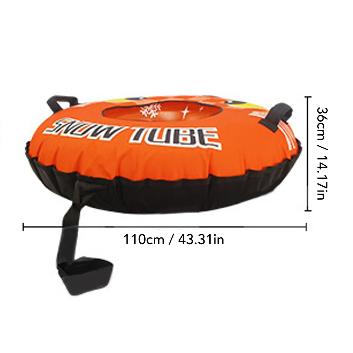 43.3 Inch Inflatable PVC Snow Tube Sled With Handles Tow Strap For Winter Fun