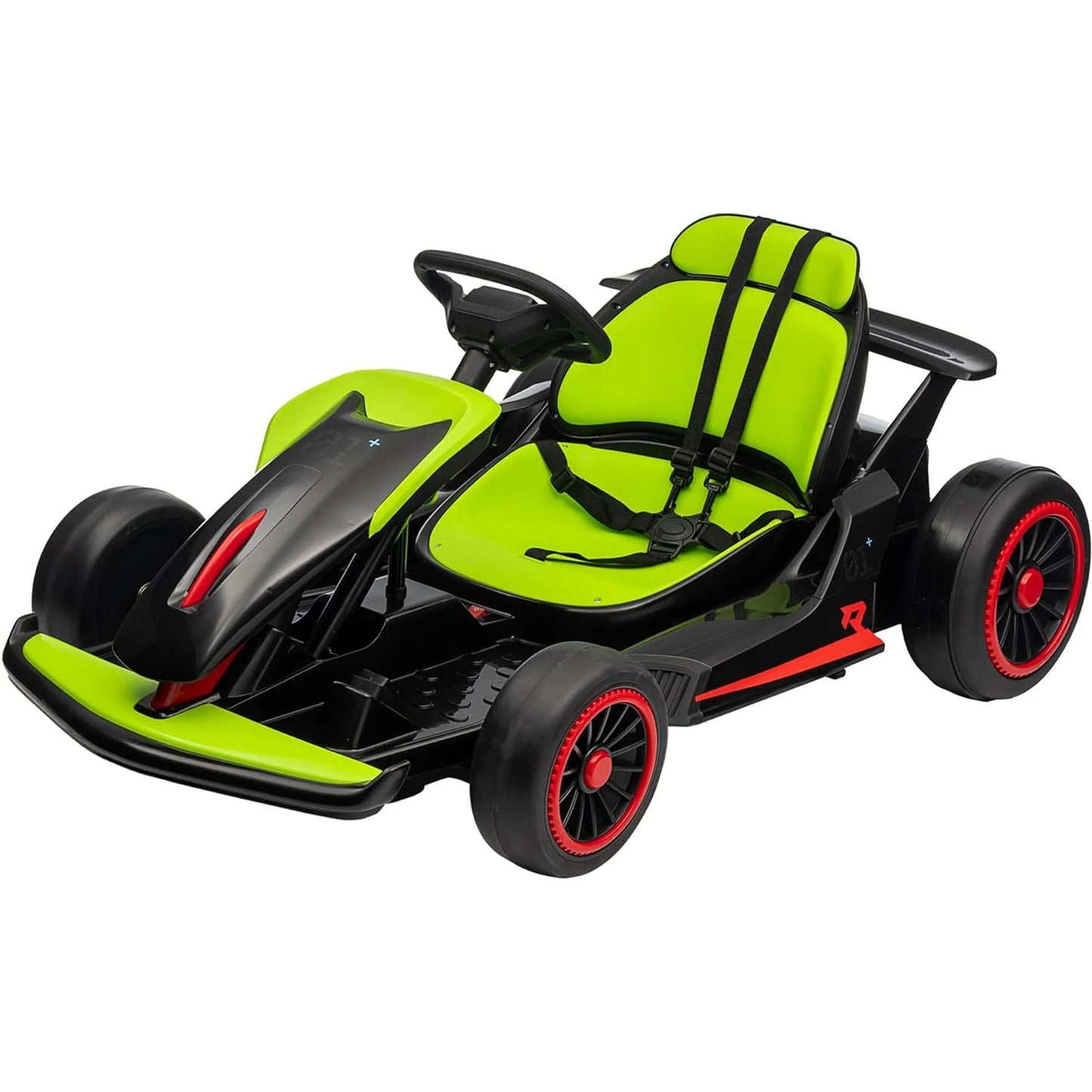 Go Kart, Electric Drift Kart Car with Adjustable Seat 24V 7Ah Outdoor Ride On Toy 2 * 200W Motor, 8.1 MPH, LED Lights 6-12 Years
