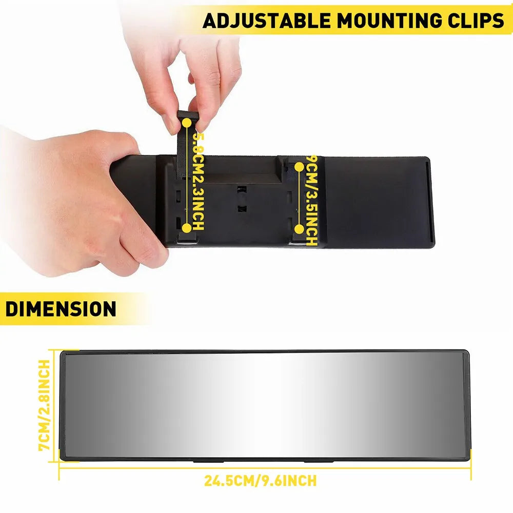 Universal 240mm Wide Convex Interior Clip On Rear View Mirror Anti Glare