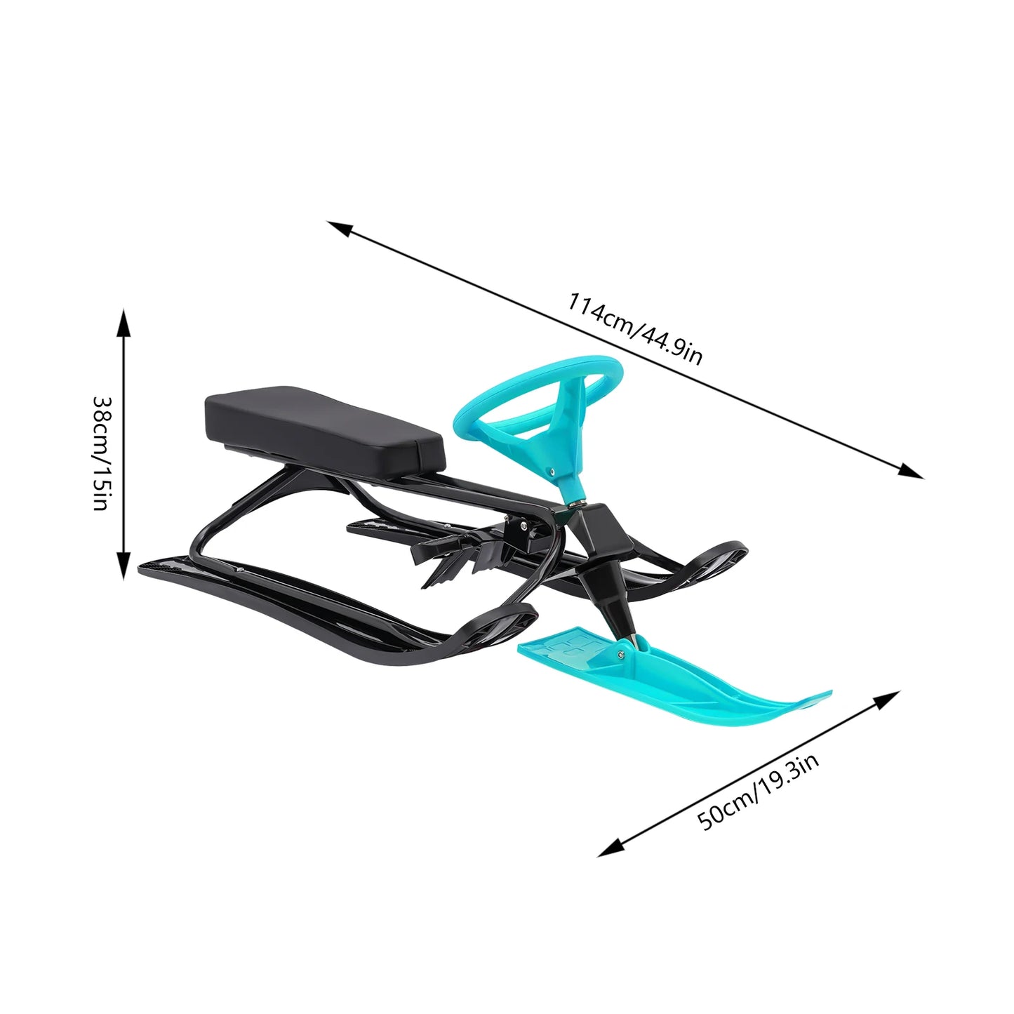 Snow Sled Slider Board With Steering Wheel And Twin Brakes For Teens And Kids