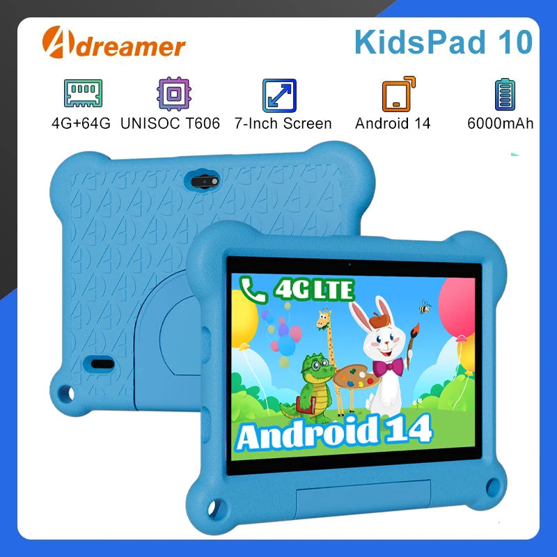 7-Inch Kids Tablet Adreamer KidsPad7 3GB 32GB with Kids Education Software For Children Studying Kids-proof Case GPS Location