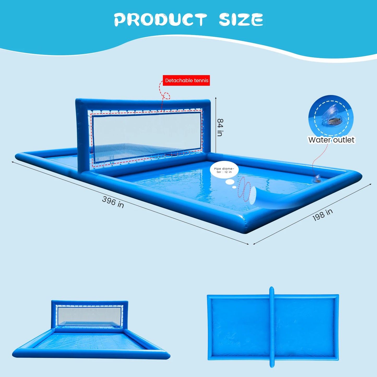 Inflatable Air-Inflated Family Fun: A Portable Outdoor Volleyball Court for Kids & Adults With 800W Air Blower 10x5x2.1m