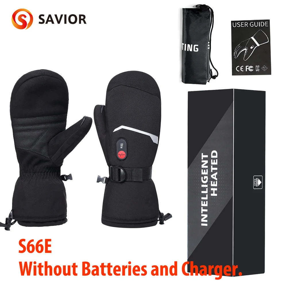 Savior Heated Gloves Touch Battery Powered Waterproof Windproof Ski Mittens