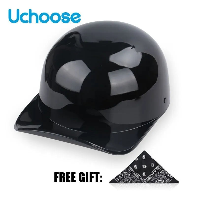 Uchoose Baseball Cap Helmet Motorcycle Vintage Retro Helmets Summer Open Face Scooter Cruiser Chopper Gangster DS Men Women Kid