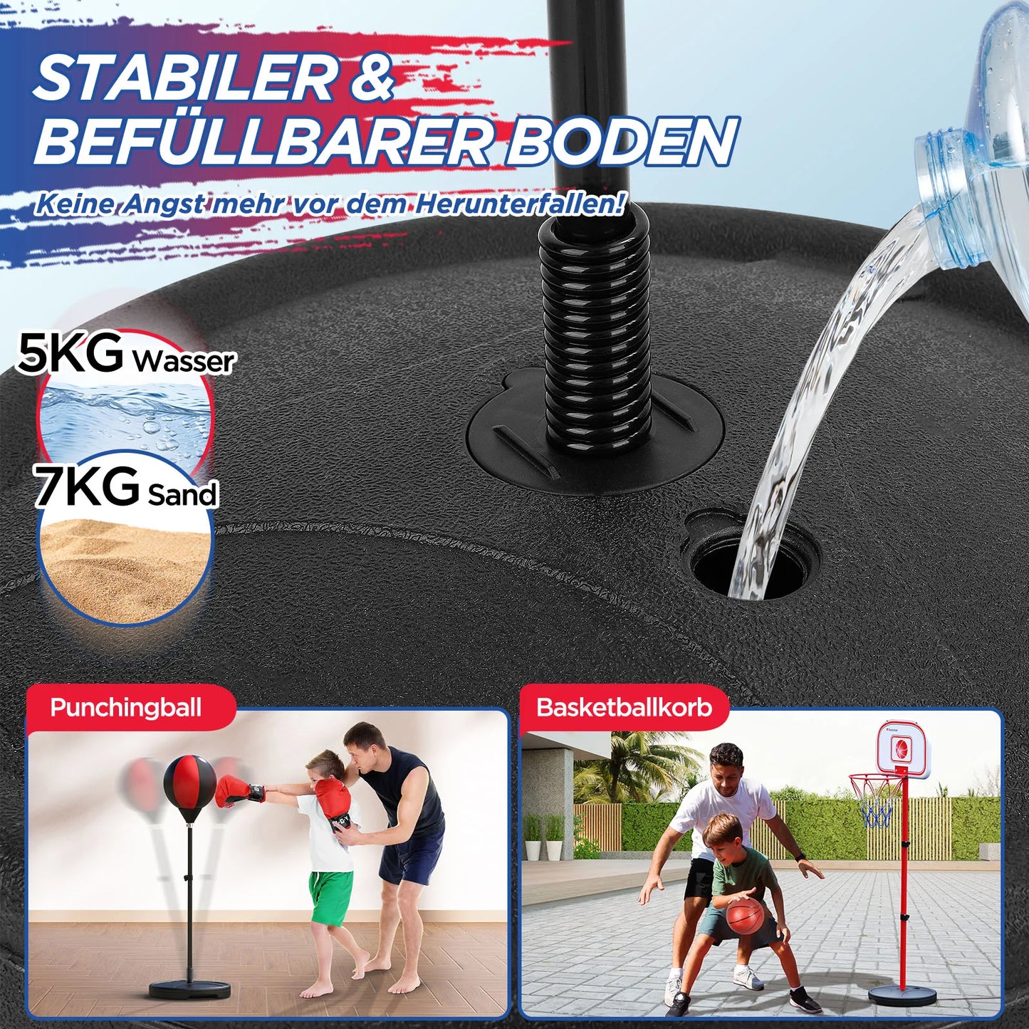 2 In 1 Kids Basketball Hoop And Punching Bag, Adjustable Basketball Set, Standing Punching Bag,Indoor Outdoor Sport Toys