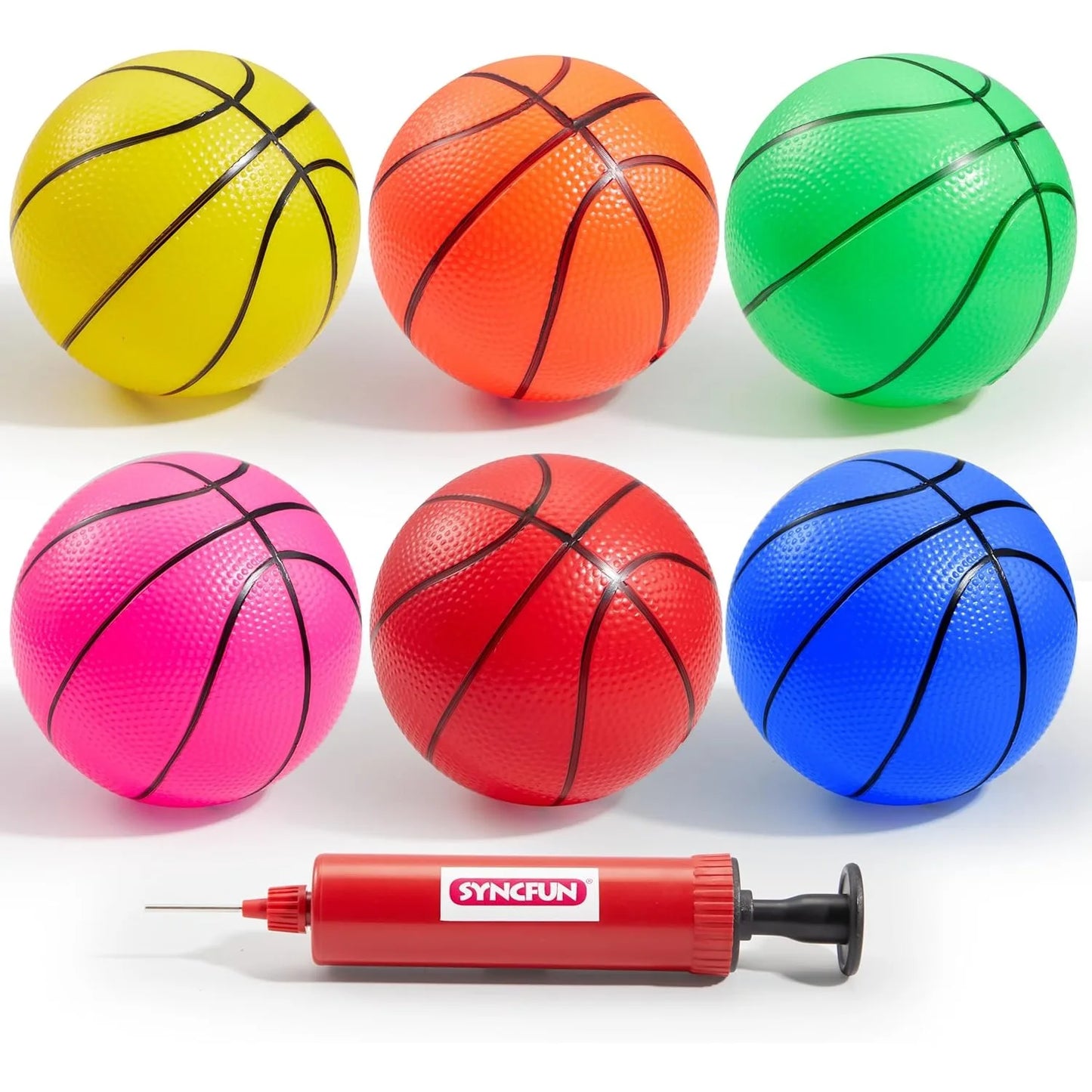 JOYFY 6 PCS Mini Basketballs 5 inches Colorful Small Ball for Basketball Hoop Inflatable Rubber Ball Toys for Toddlers Gift