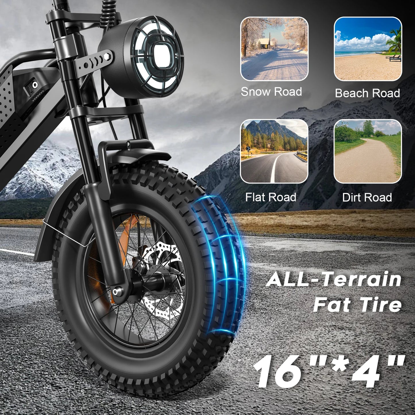 Spacewalk Small Electric Bike,16" Fat Tire Ebike,and Teenagers with 750W Brushless Motor,21.7MPH with Removable 48V/15AH Battery