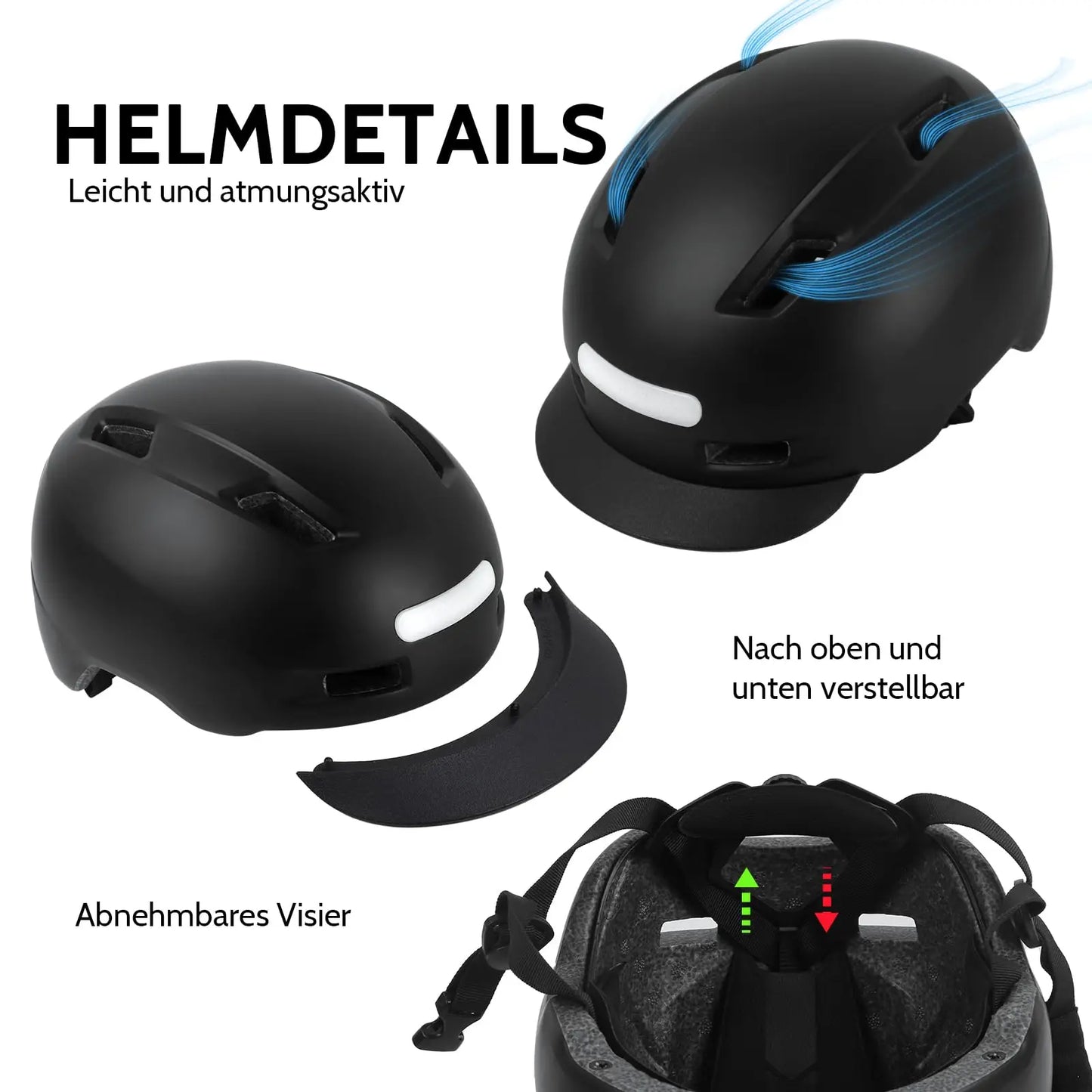 5types of male and female bicycle helmets with USB lights and sun visors including adult helmets for mountain racing skateboardi