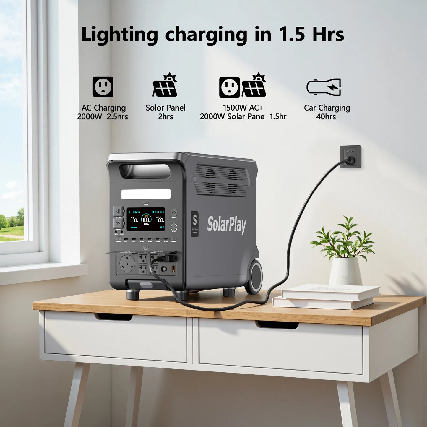 SOLARPLAY Q3600 Portable Power Station LiFePO4 Generator