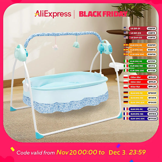 Automatic Baby Swing With Music And Mosquito Net Cradle For Infants