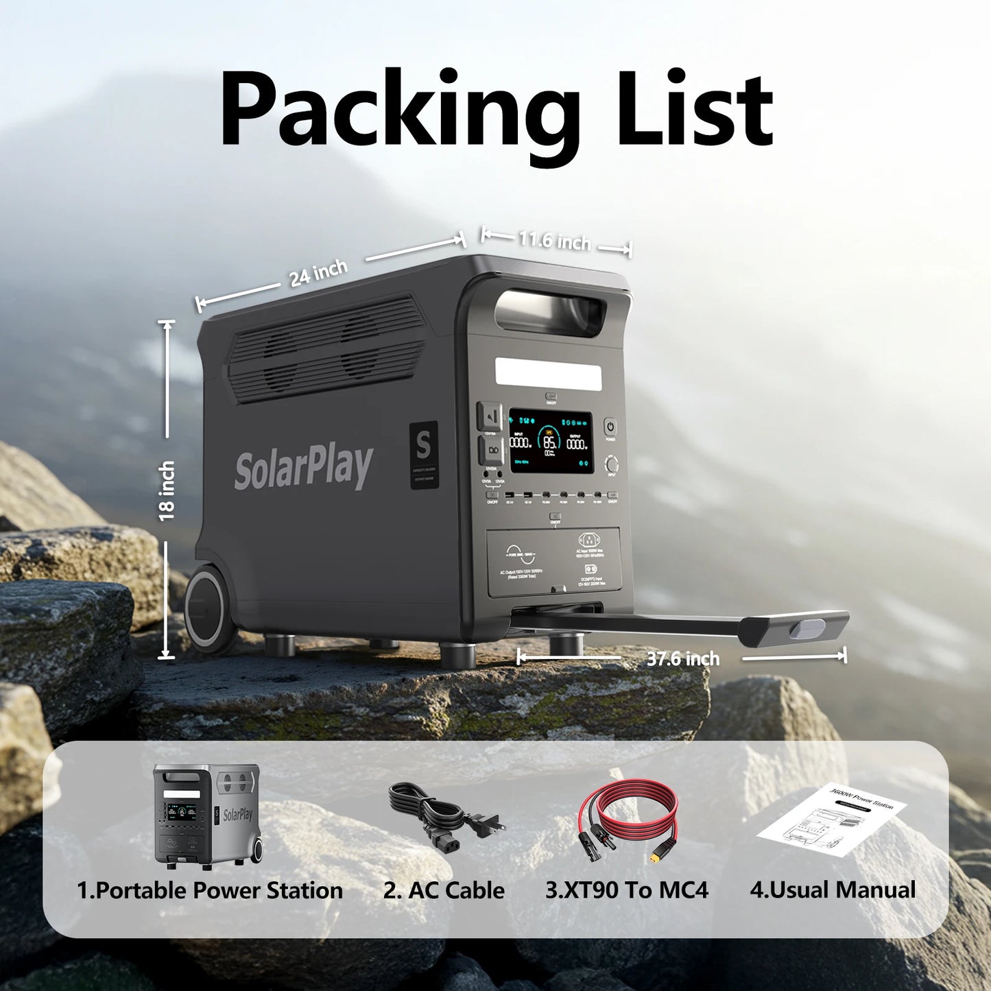 SOLARPLAY Q3600 Portable Power Station LiFePO4 Generator