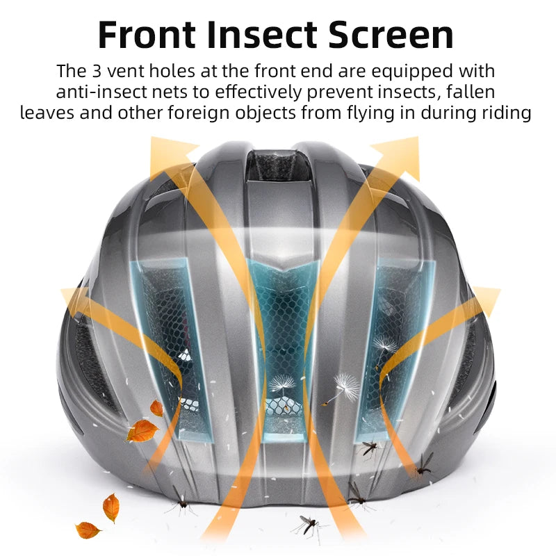 ROCKBROS Bicycle Helmet With Rechargeable LED Rear Light Integrally Molded