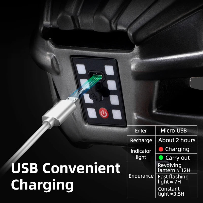 ROCKBROS Bicycle Helmet With Rechargeable LED Rear Light Integrally Molded