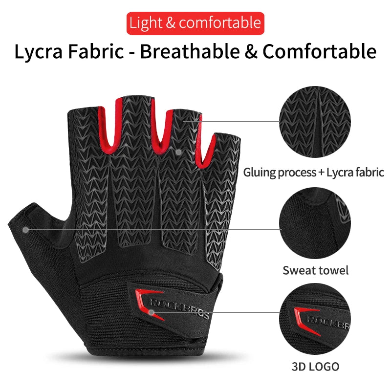ROCKBROS Cycling Gloves Half Finger Men Women Anti Slip Gel Pad Breathable Motorcycle MTB Road Bike Gloves Sports Bicycle Gloves
