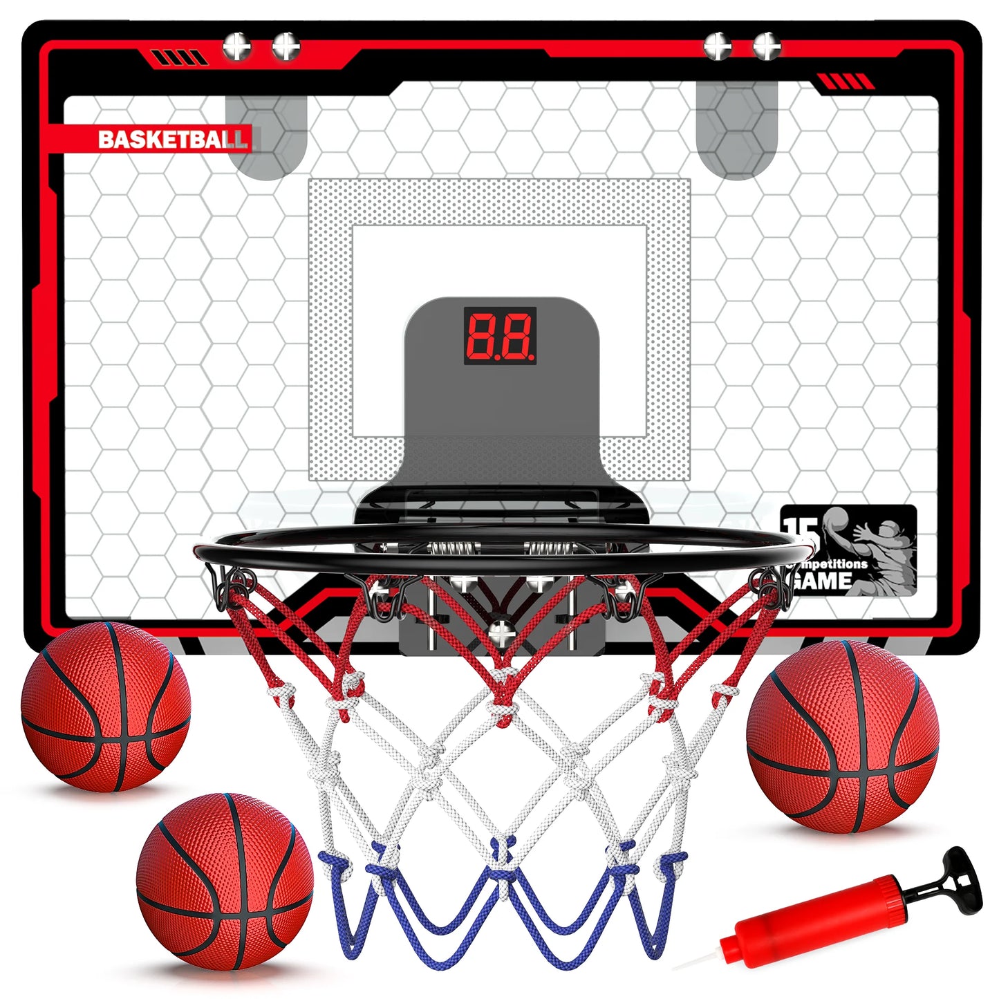 Mini Basketball Hoop For Kids，Basketball Hoop Over The Door with Scoreboard,Sports Toys Gifts for 4 5 6 7 8 9 10 Year Old Boys