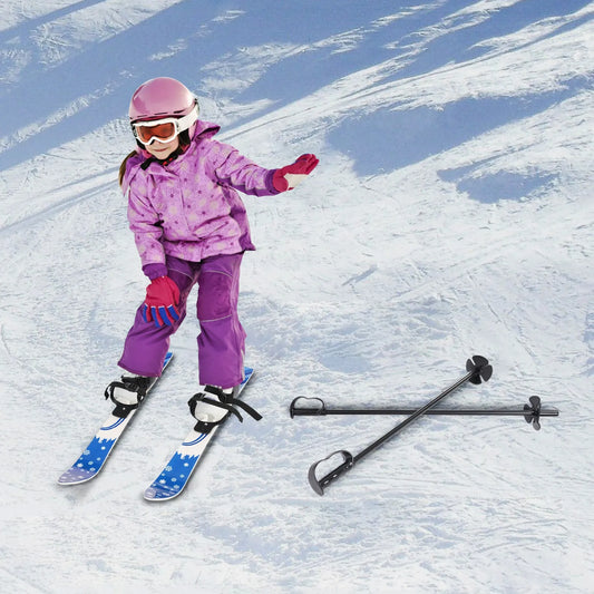 Kids Ski Set With Poles 110 Lbs Load Capacity Adjustable Bindings Ages 2 To 8