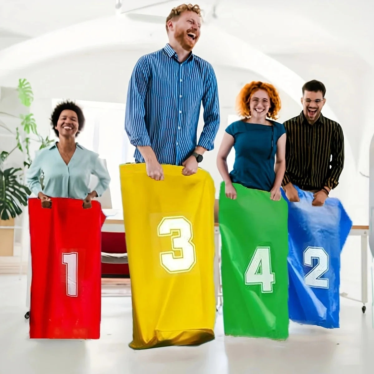 4pcs kids' canvas kangaroo hopping bags – sensory & educational, parent-child games. Perfect for outdoor lawn & family sports.