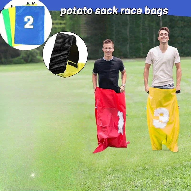 4pcs kids' canvas kangaroo hopping bags – sensory & educational, parent-child games. Perfect for outdoor lawn & family sports.