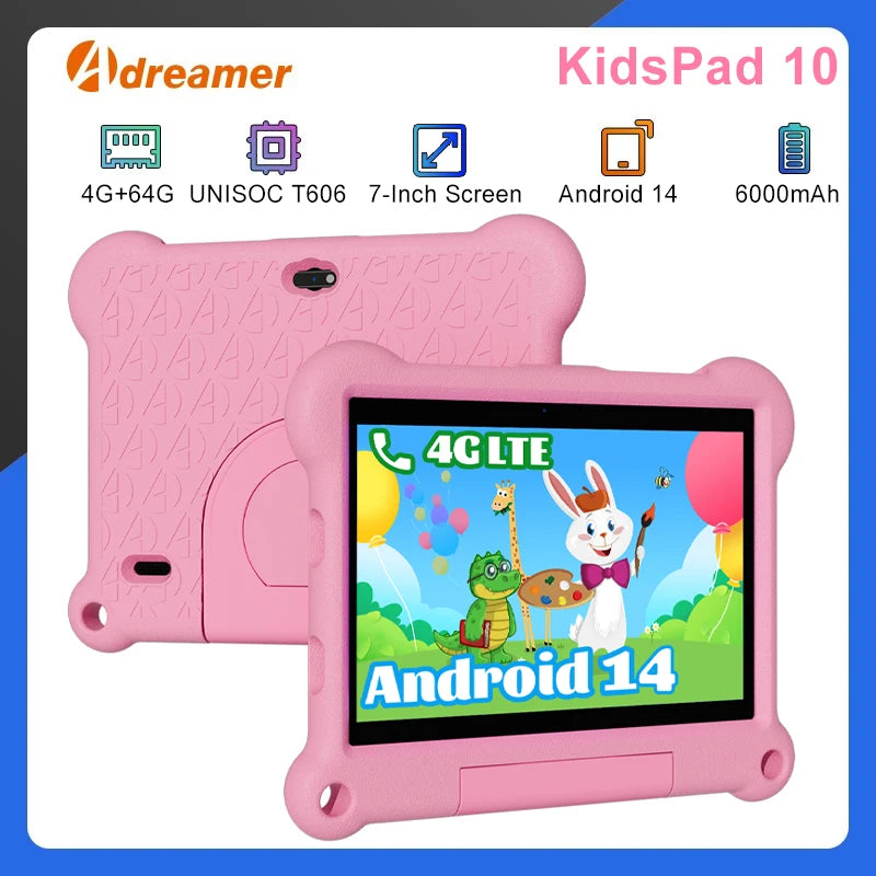 7-Inch Kids Tablet Adreamer KidsPad7 3GB 32GB with Kids Education Software For Children Studying Kids-proof Case GPS Location