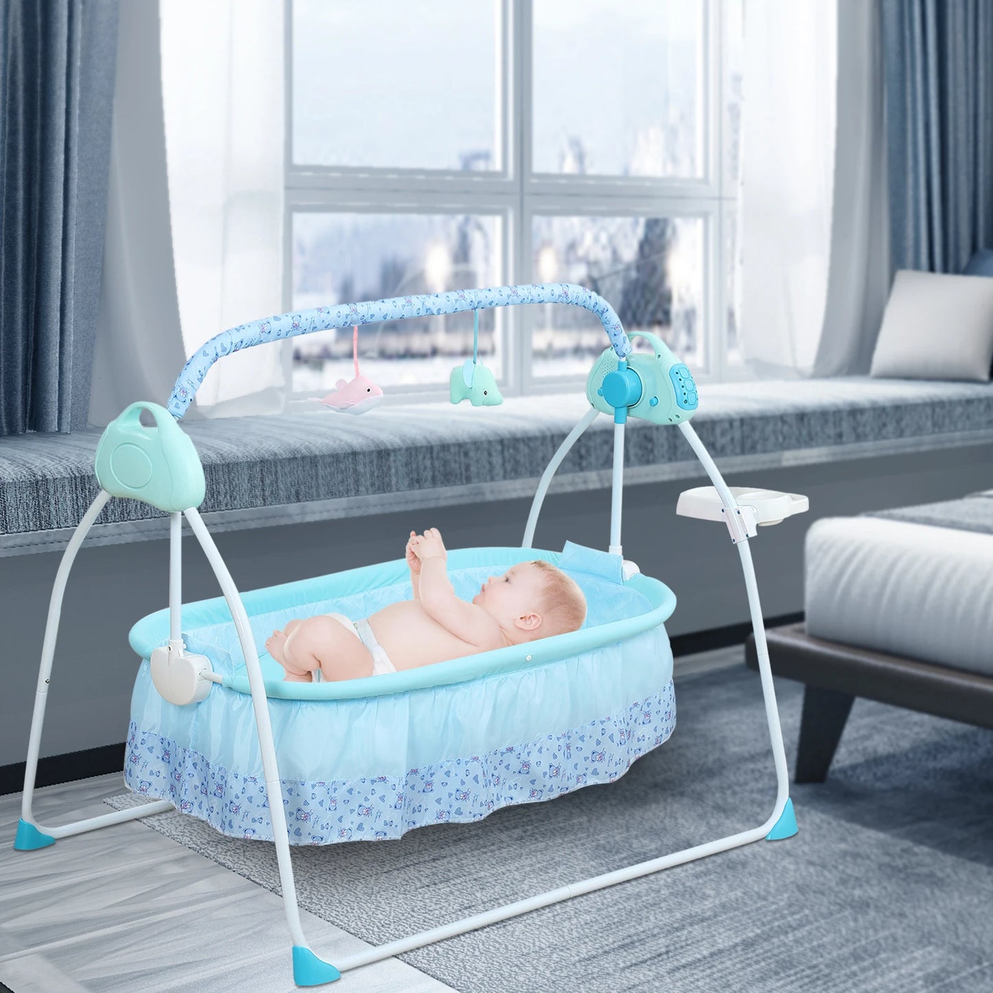 Automatic Baby Swing With Music And Mosquito Net Cradle For Infants