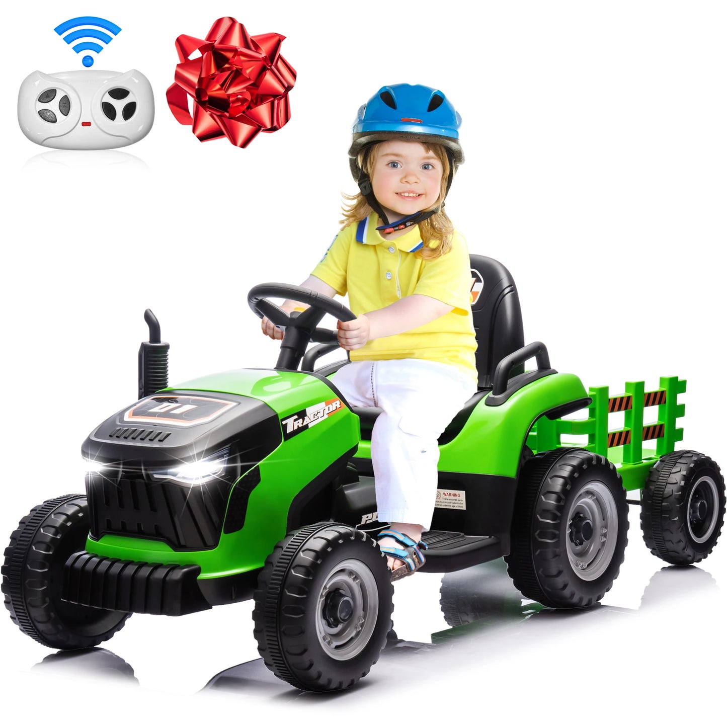 24 Volts Ride on Toys Vehicle w/Remote Control, 2 Seater Powered Ride on Tractor Truck, Electric Car for Kids 2-6 Gifts