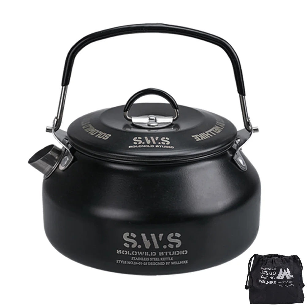 0.8L Outdoor Camping Kettle with Handle Ultralight Coffee Kettle Anti-Slip Lightweight Coffee Pot Tourist Cookware Supplies