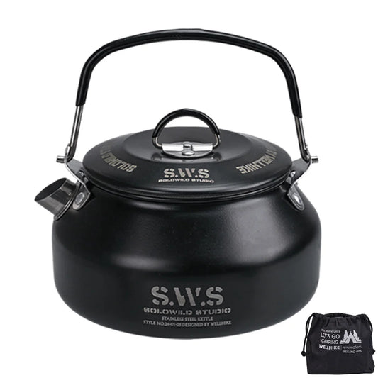 0.8L Outdoor Camping Kettle with Handle Ultralight Coffee Kettle Anti-Slip Lightweight Coffee Pot Tourist Cookware Supplies