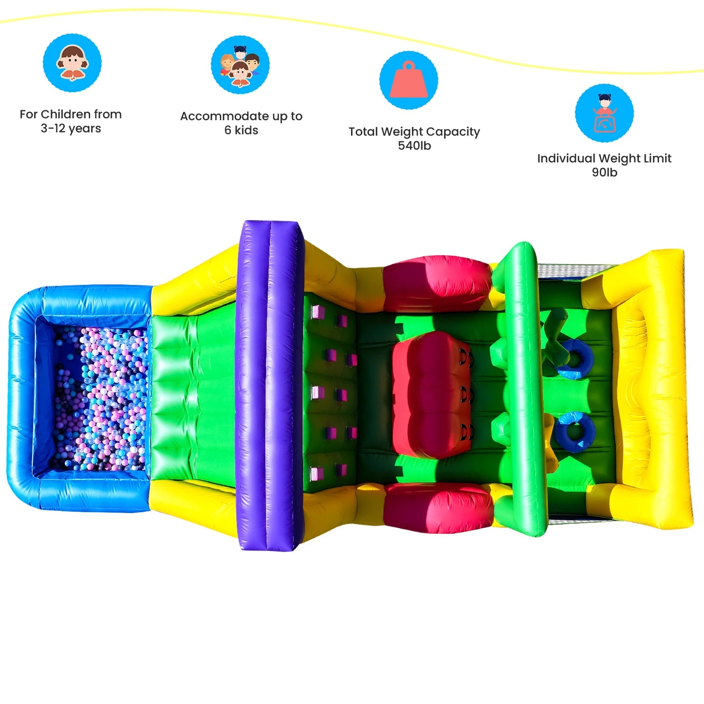 6.7x2.4x2.5m Commercial Inflatable Obstacle Bounce Castle Bouncy House w/ Blower Children's playground, children's toys