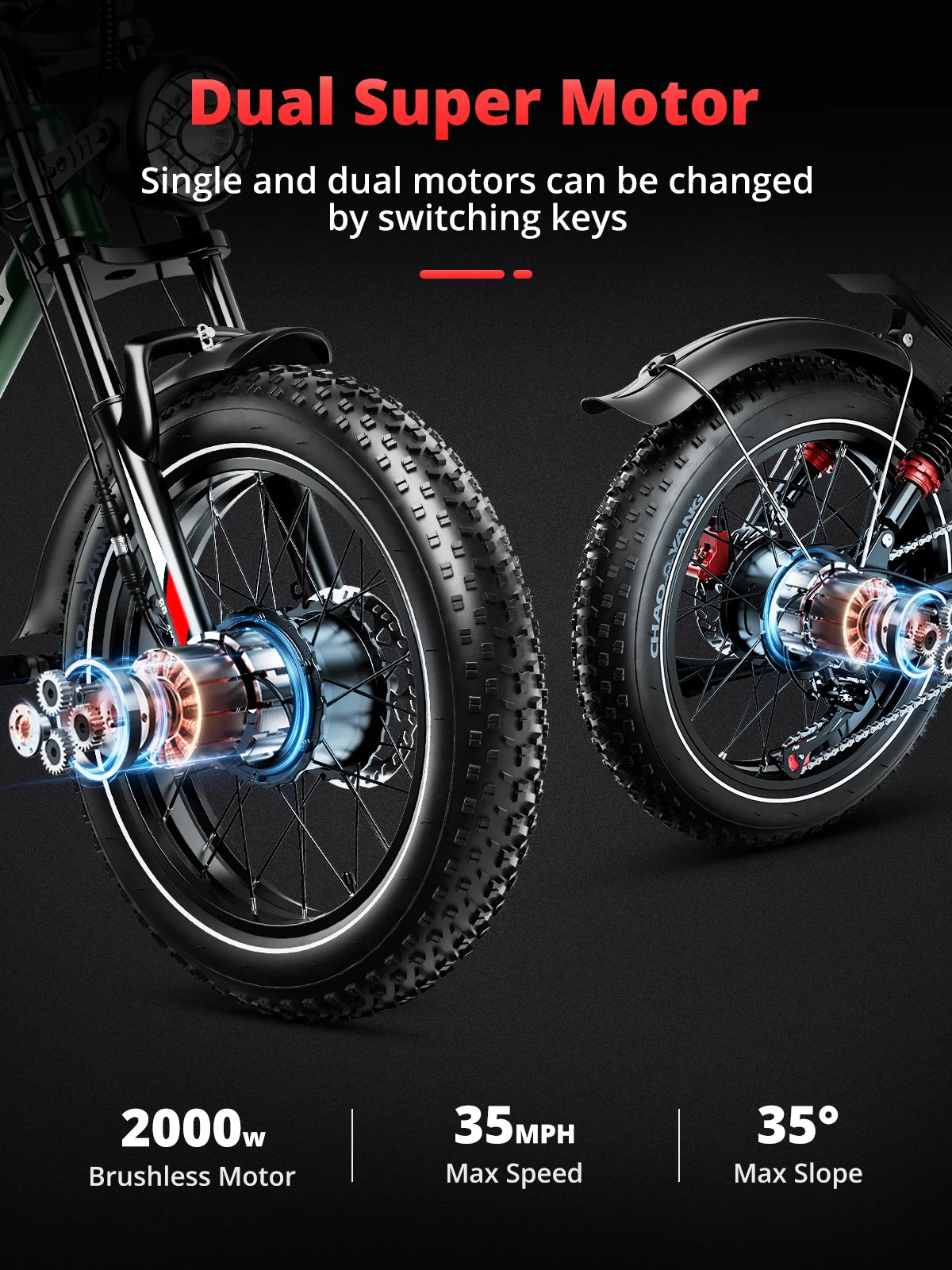 AMYET S8 Dual Motor 2000W Electric Bike 48V Battery