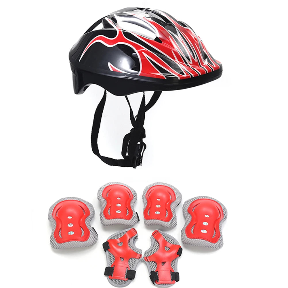 7Pcs Kids Bike Helmet Knee Elbow Wrist Pads Kids Protective Gear Set for Bicycle Cycling Skateboard Scooter Skating