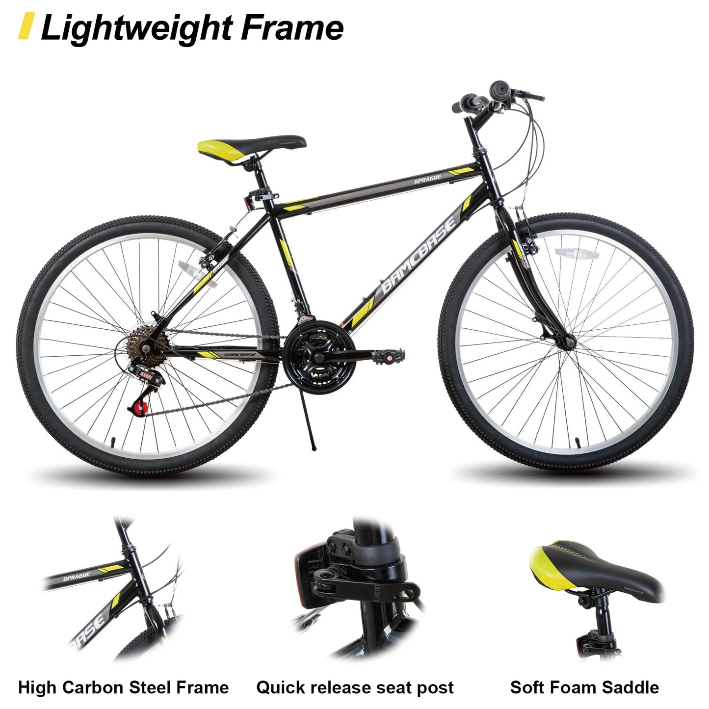 Hiland 24 26 Inch Mountain Bike For Men Women 21 Speed Steel Frame MTB Bicycle