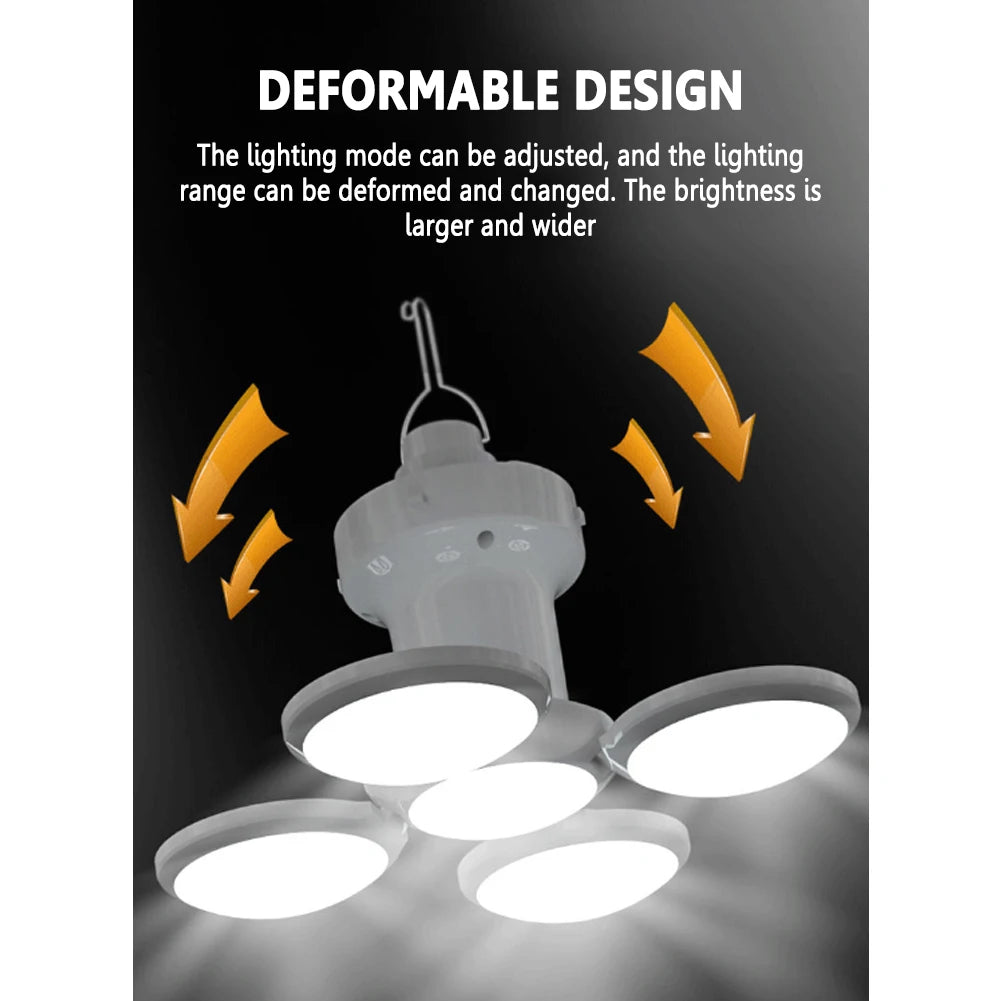 LED Solar Camping Light Rechargeable Flashlight 5 Gear Adjustable Lantern