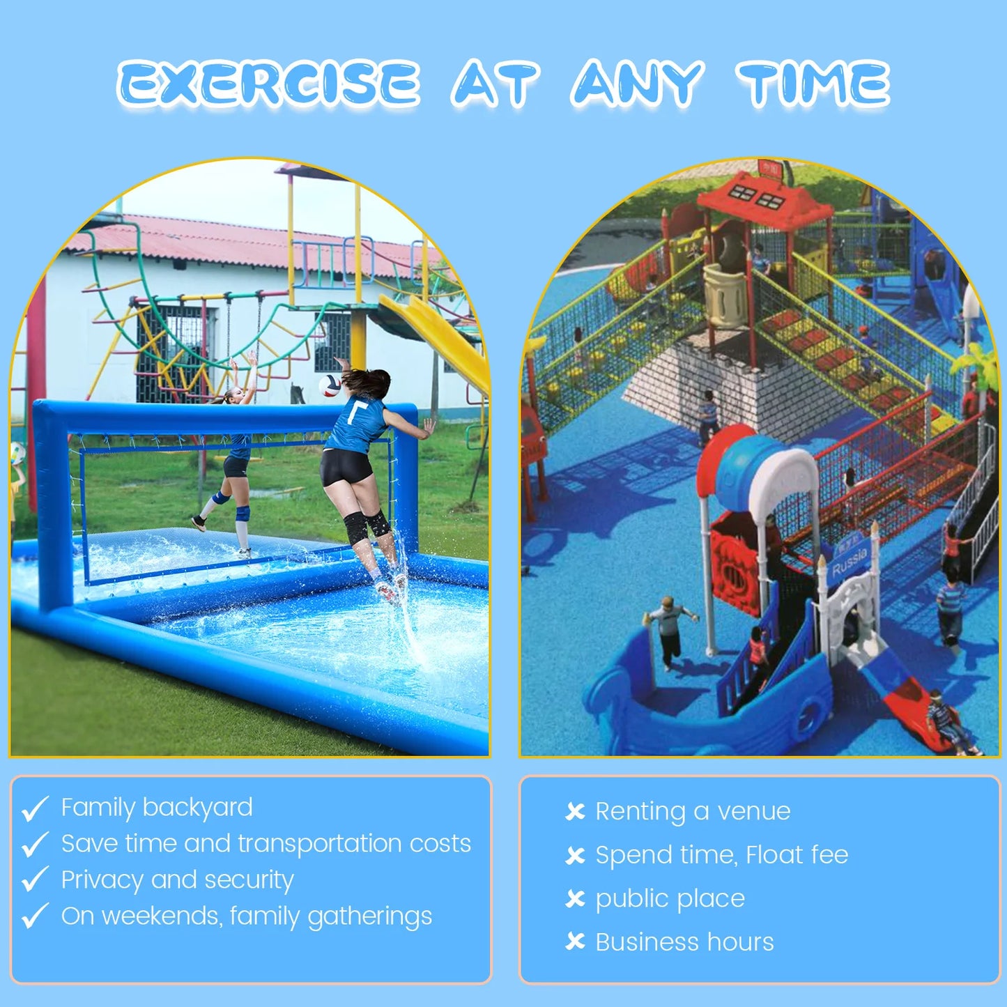 Inflatable Air-Inflated Family Fun: A Portable Outdoor Volleyball Court for Kids & Adults With 800W Air Blower 10x5x2.1m