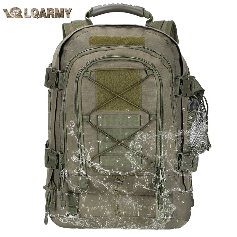 LQARMY 60L Tactical Backpack Molle Expandable Assault Rucksack Hiking Camping
