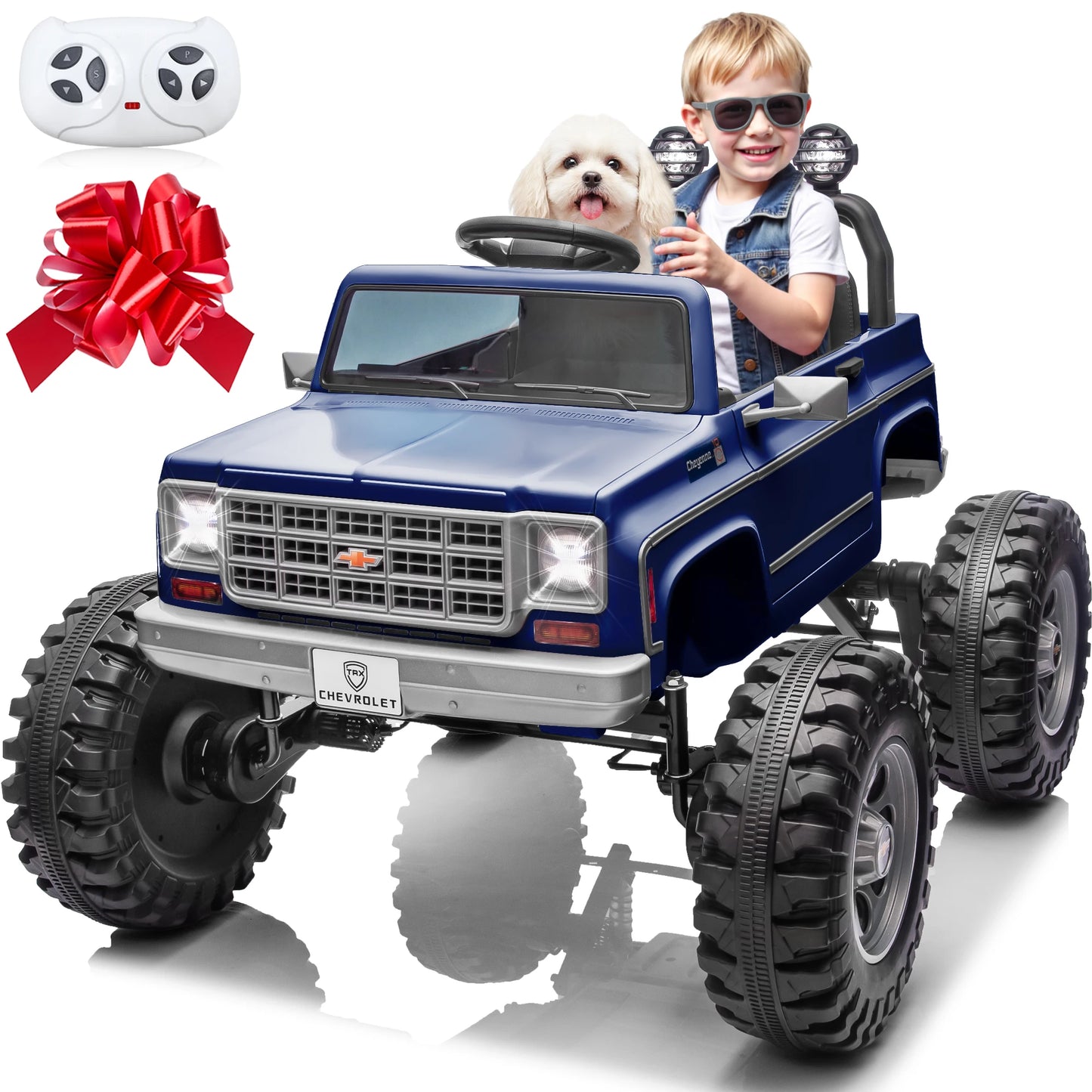 24V Ride on Car, Licensed Chevrolet Cheyenne Truck w/4X200W Motor, Remote Control, Decoration Streamer, 24 Volt Ride on Toys Pow