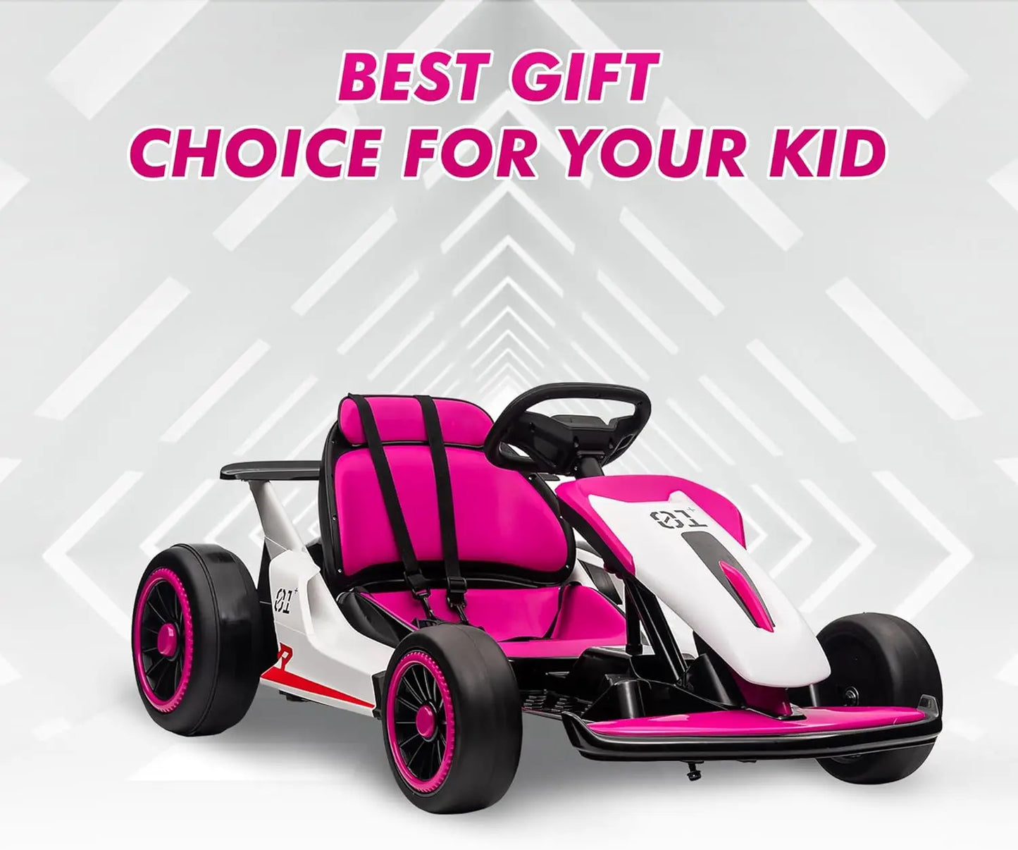 24V 7Ah Outdoor Ride On Toy Go Kart Electric Drift Kart Car 2 * 200W Motor 8.1 MPH, LED Lights, Toy Race Car for Kids 6-12 Years