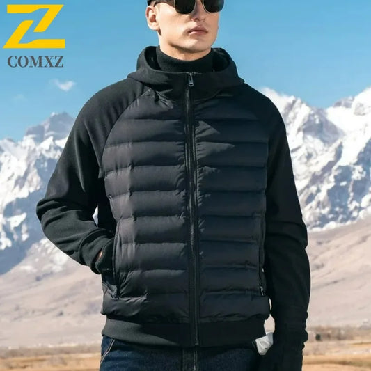 COMXZ Mens Winter Hooded Cotton Jacket With Fleece Lined Parka