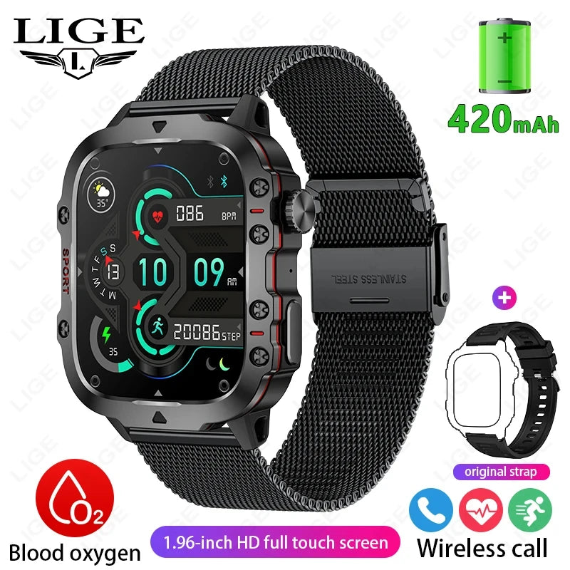IP68 Rugged Military Smartwatch With Bluetooth Call For Android iOS