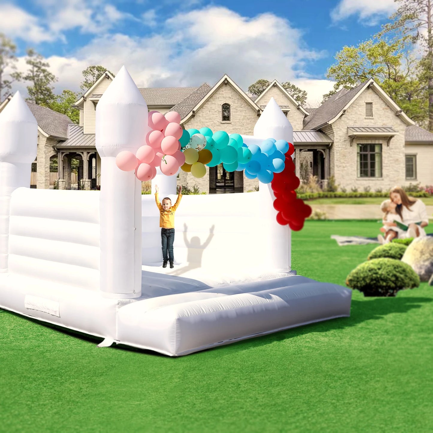 Children's playground, children's toys 13x12FT Giant Inflatable White Bounce House PVC Bouncy Castle for Wedding Party