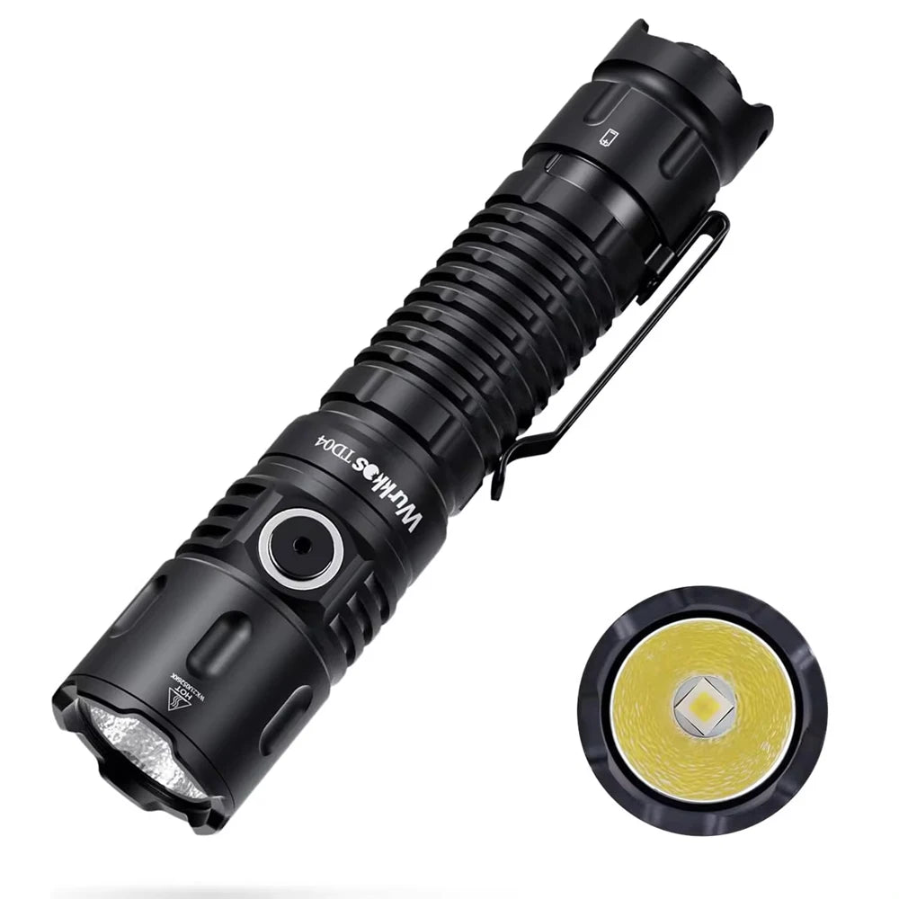 Wurkkos TD04 21700 Rechargeable Tactical Flashlight XHP50D 3000 Lm USB C IP68
