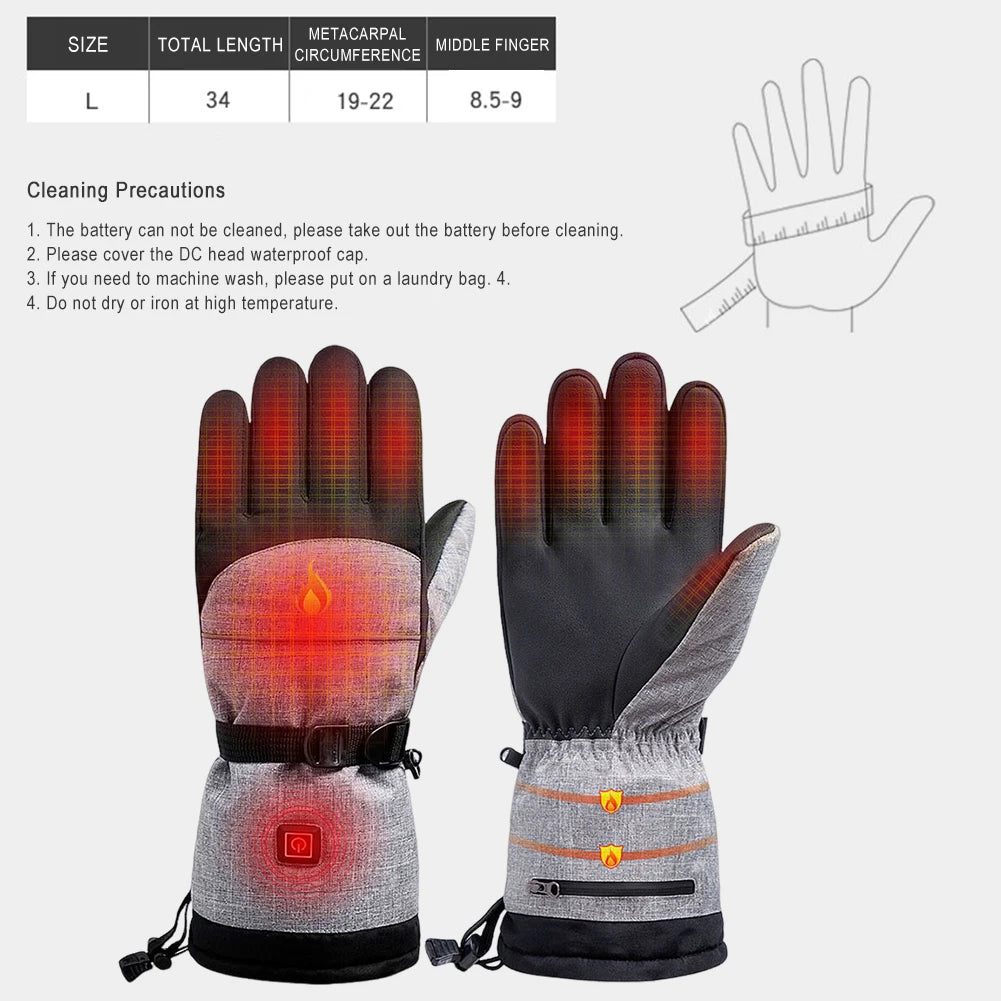 Hand Warmer Heated Gloves 5000mAh Battery Waterproof For Outdoor Activities