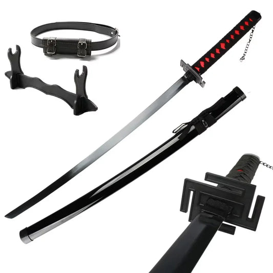 104cm Kurosaki Ichigo Katana Japanese Anime Character Cosplay Weapons Wooden Toy Sword Halloween Props