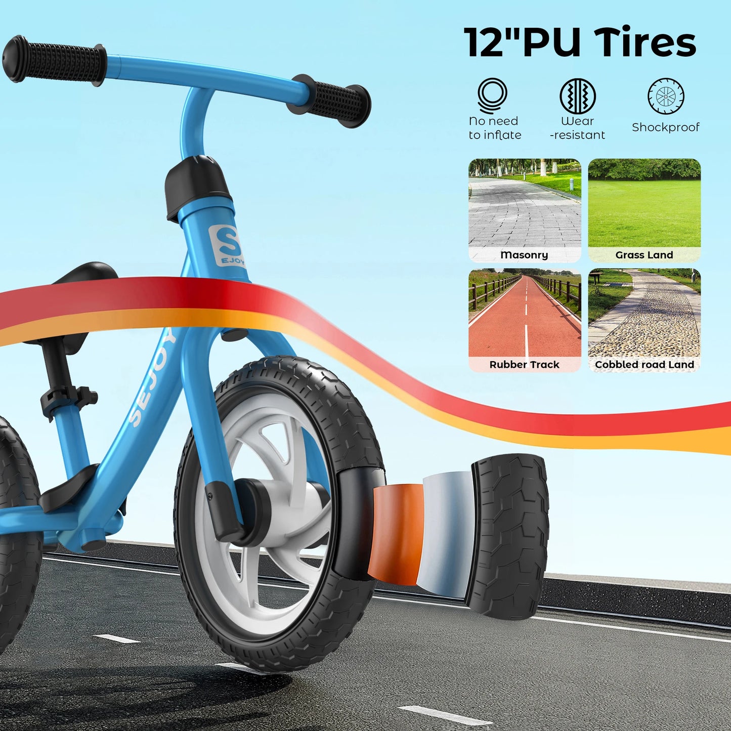 SEJOY Balance Bike for Kids Toddler Training Bicycle  for Ages 2-6 Years Old Outside Bike Toy Scooter Saddle Height Adjustable