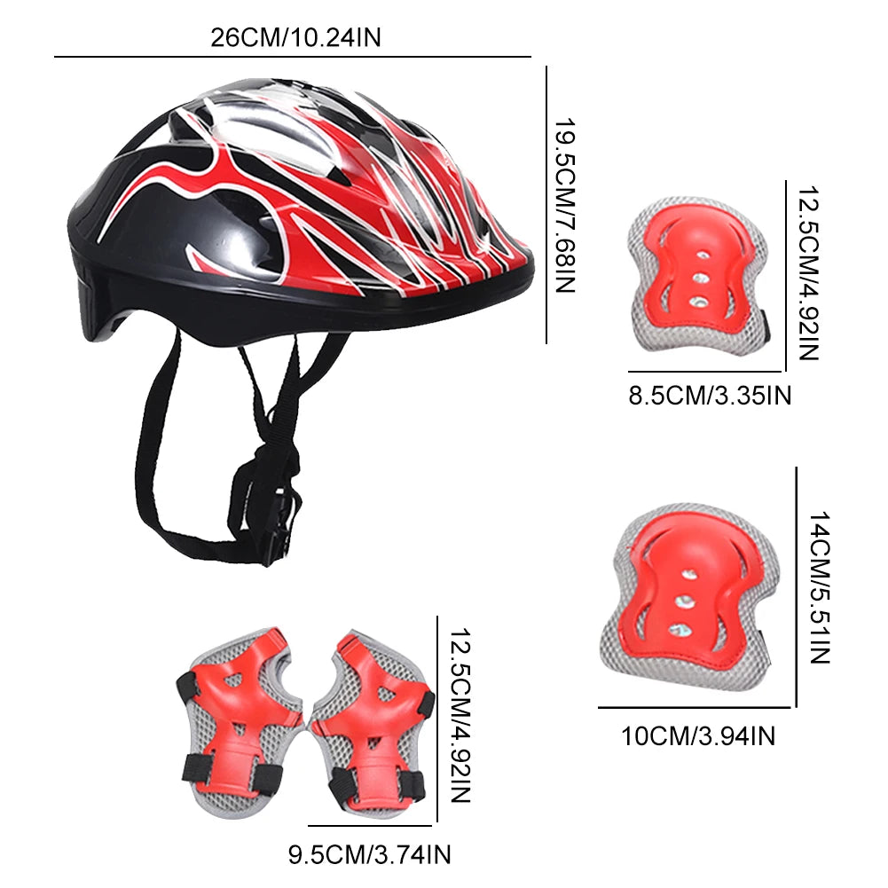 7Pcs Kids Bike Helmet Knee Elbow Wrist Pads Kids Protective Gear Set for Bicycle Cycling Skateboard Scooter Skating