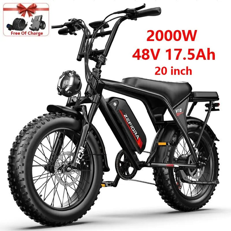 ZEFIORA Electric Fat Bike 1000W 2000W Brushless Motor