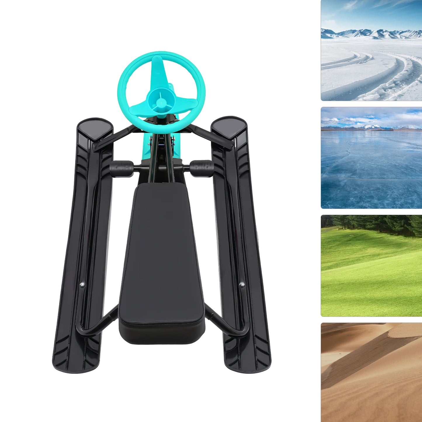 Snow Sled Slider Board With Steering Wheel And Twin Brakes For Teens And Kids