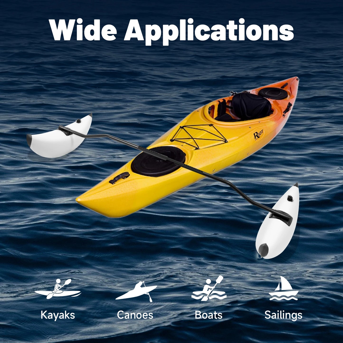 Kayak Stabilizers 2Pcs Outrigger System With PVC Sidekick Rods For Canoes Boats